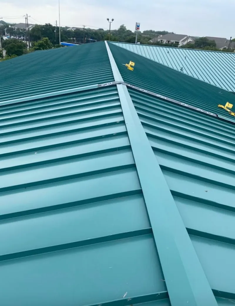 Green commercial metal roof ridge and valley for Metal Roof Repair in Spotswood